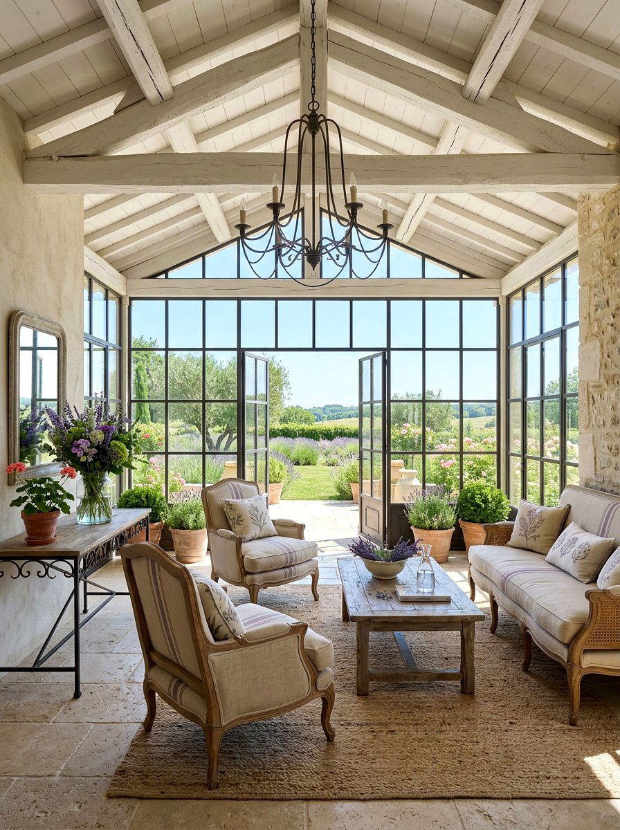 French Country Sunroom - 30 enclosed patio sunroom ideas