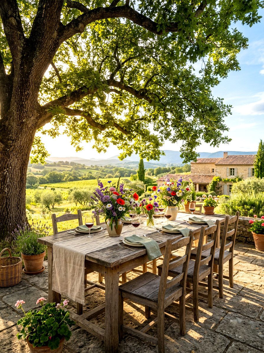 French Country Table - 30 outdoor dining area ideas