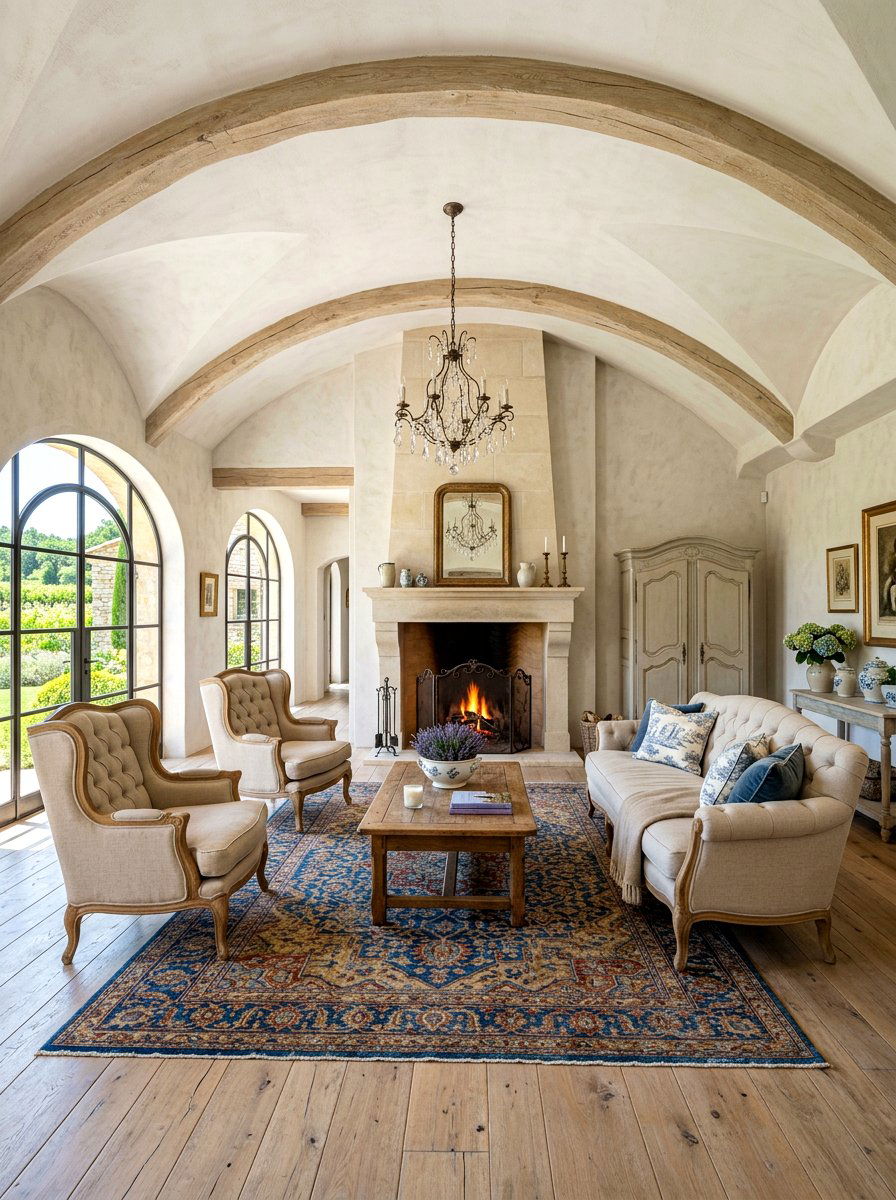 French Country Vaulted Great Room - 30 vaulted great room ideas
