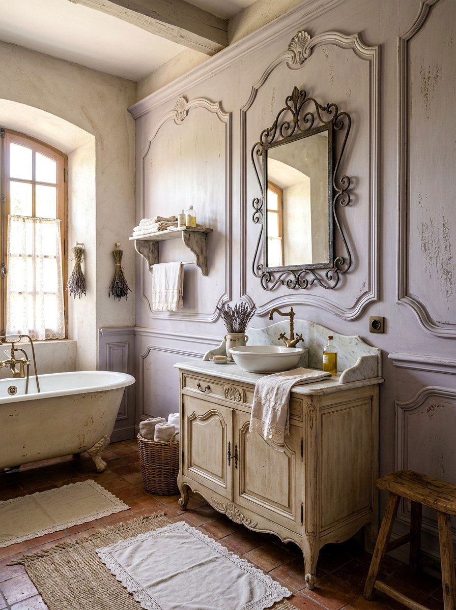 French Country Wall Molding Bathroom - 30 panel molding bathroom ideas