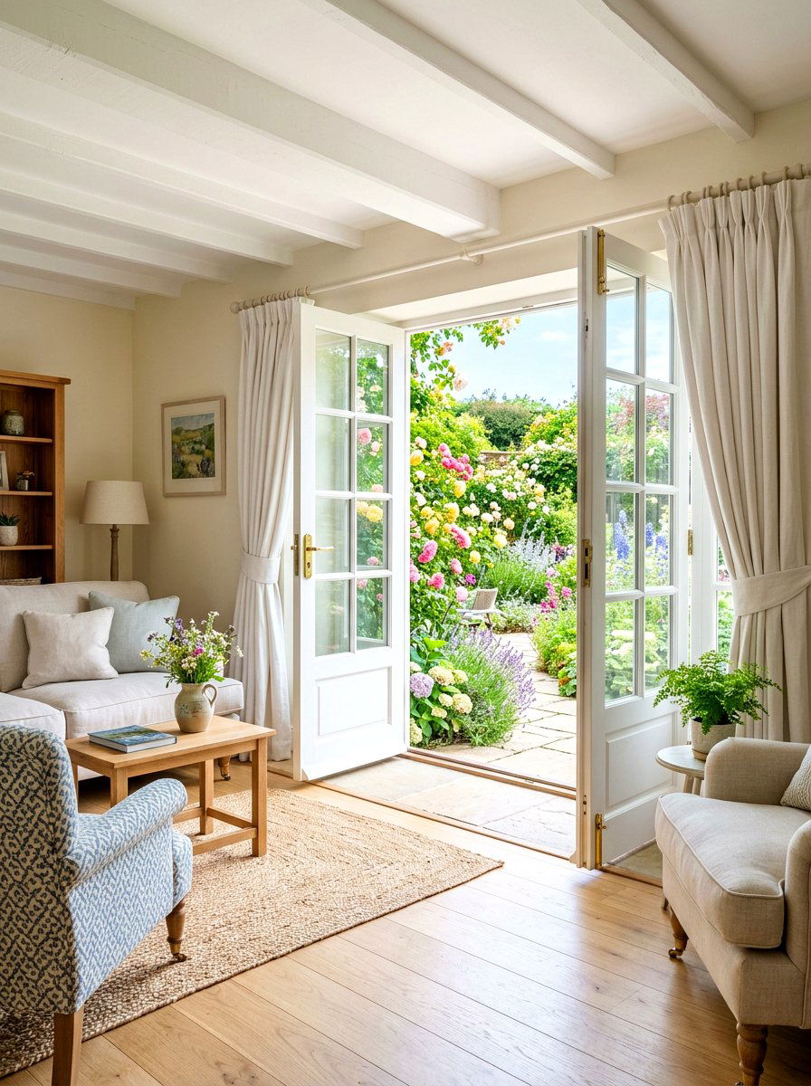 French Door Garden Access - 30 English cottage living room ideas