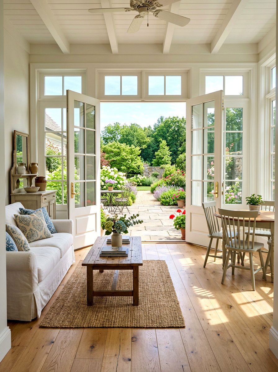 French Door Sunroom - 30 farmhouse sunroom ideas