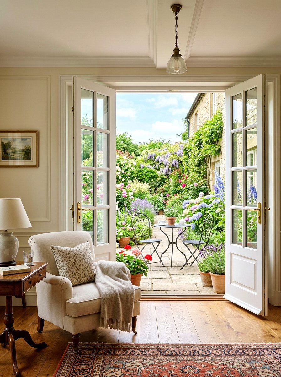 French Doors To Garden Patio - 30 sun filled sitting room ideas