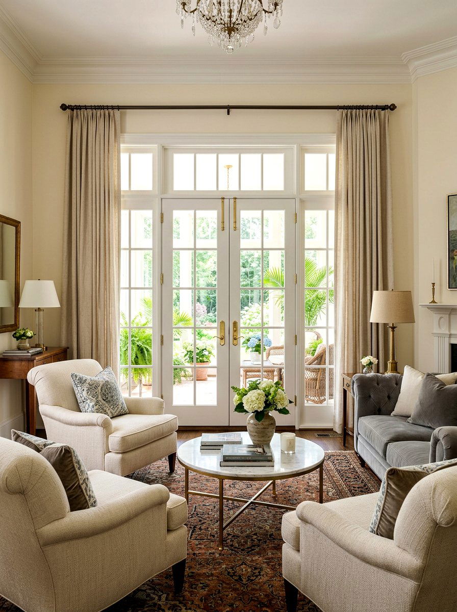 French Doors - 30 elegant living room ideas