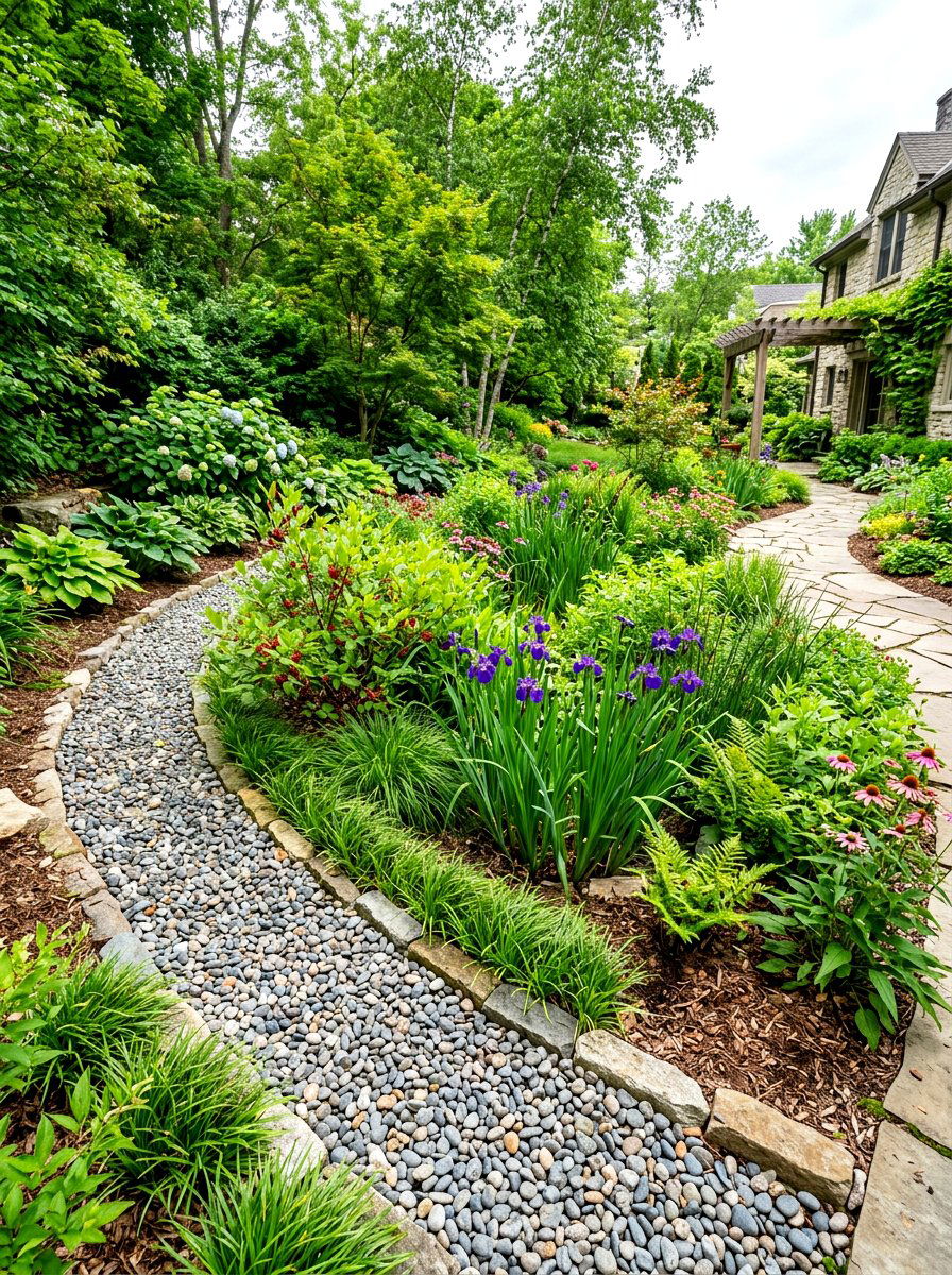 French Drain Rain Garden - 30 rainwater garden ideas
