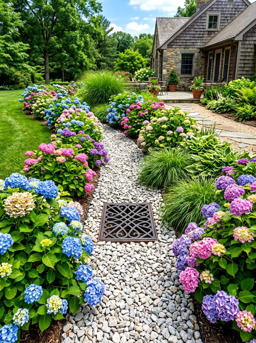 French Drain Swale Hybrid - 30 swale landscaping ideas