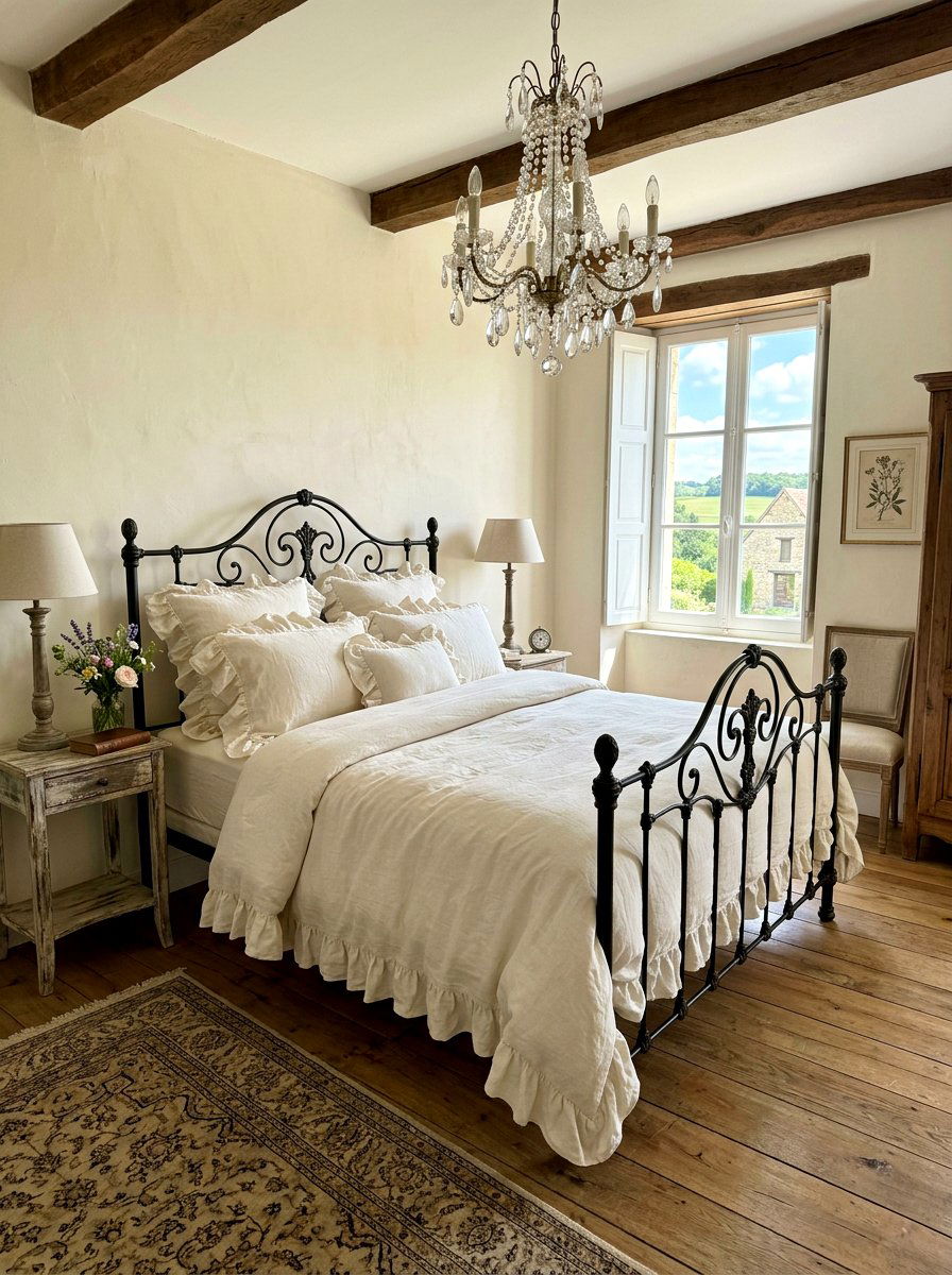French Farmhouse Ruffled Linen Bedding - 30 ruffled linen bedding ideas