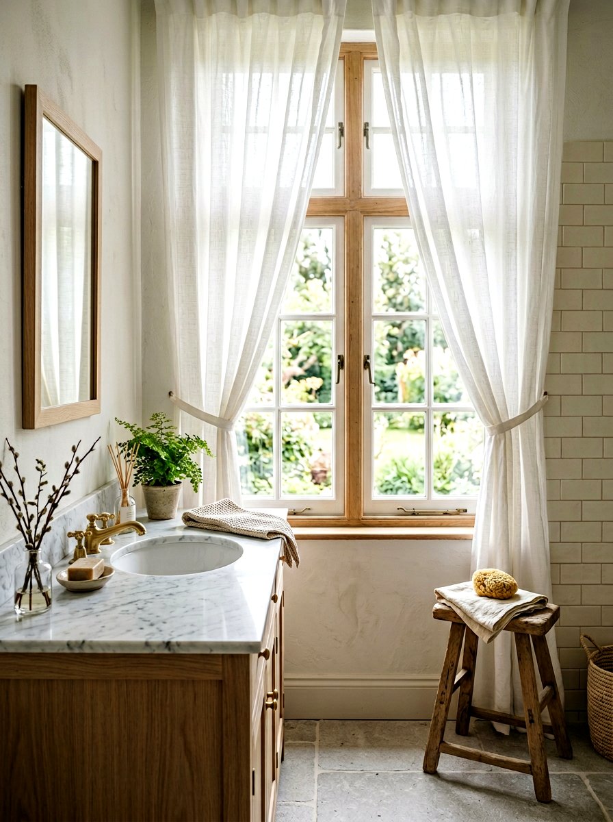 French Linen Curtains - 30 Parisian bathroom ideas