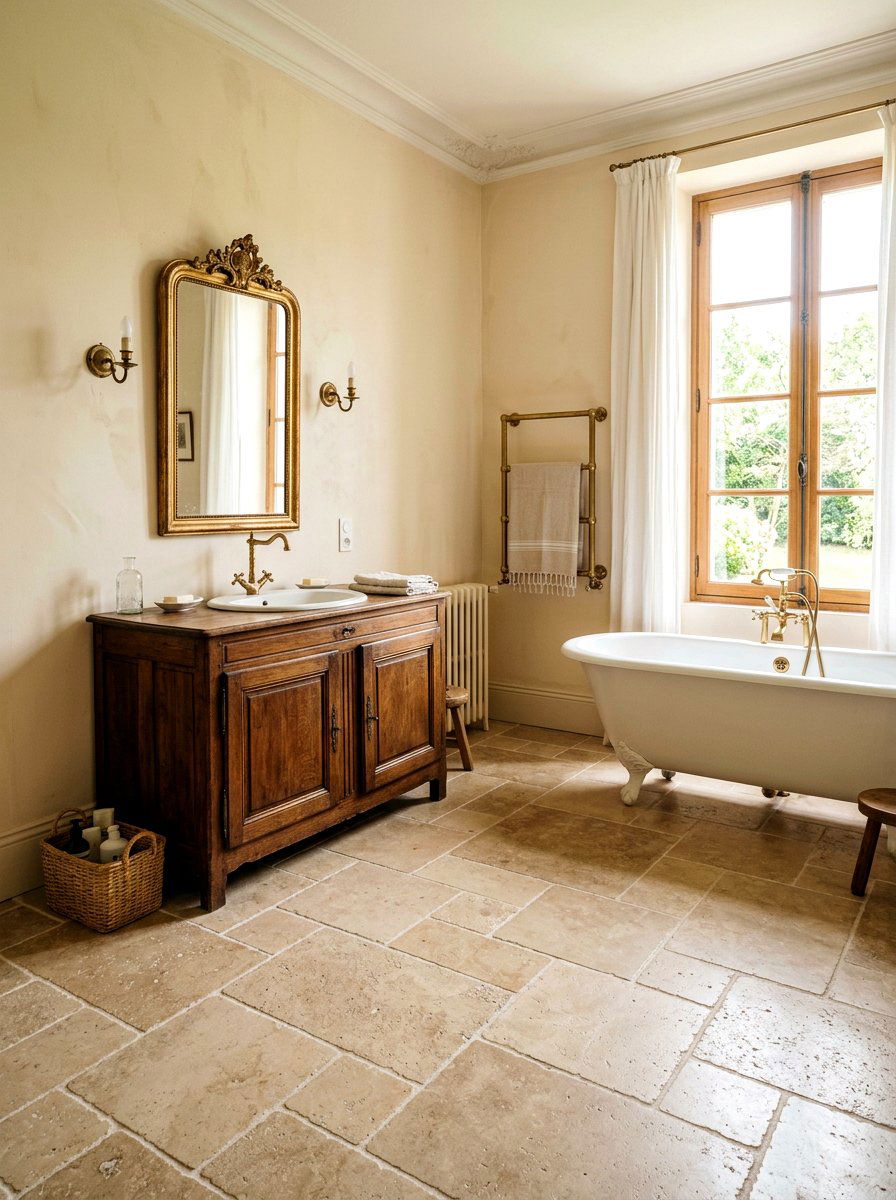 French Pattern Limestone Bathroom Floor - 30 limestone bathroom ideas