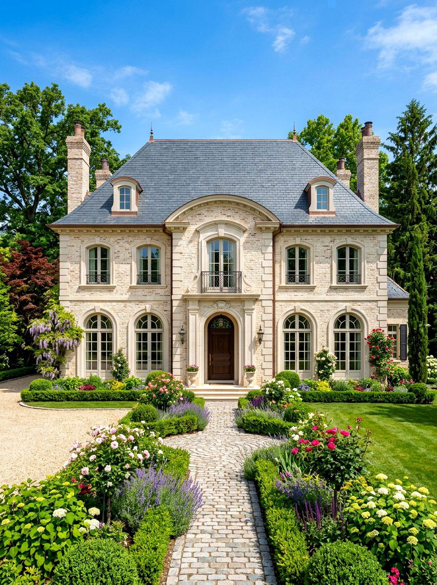 French Provincial Brick Limestone Exterior - 30 brick and limestone exterior ideas