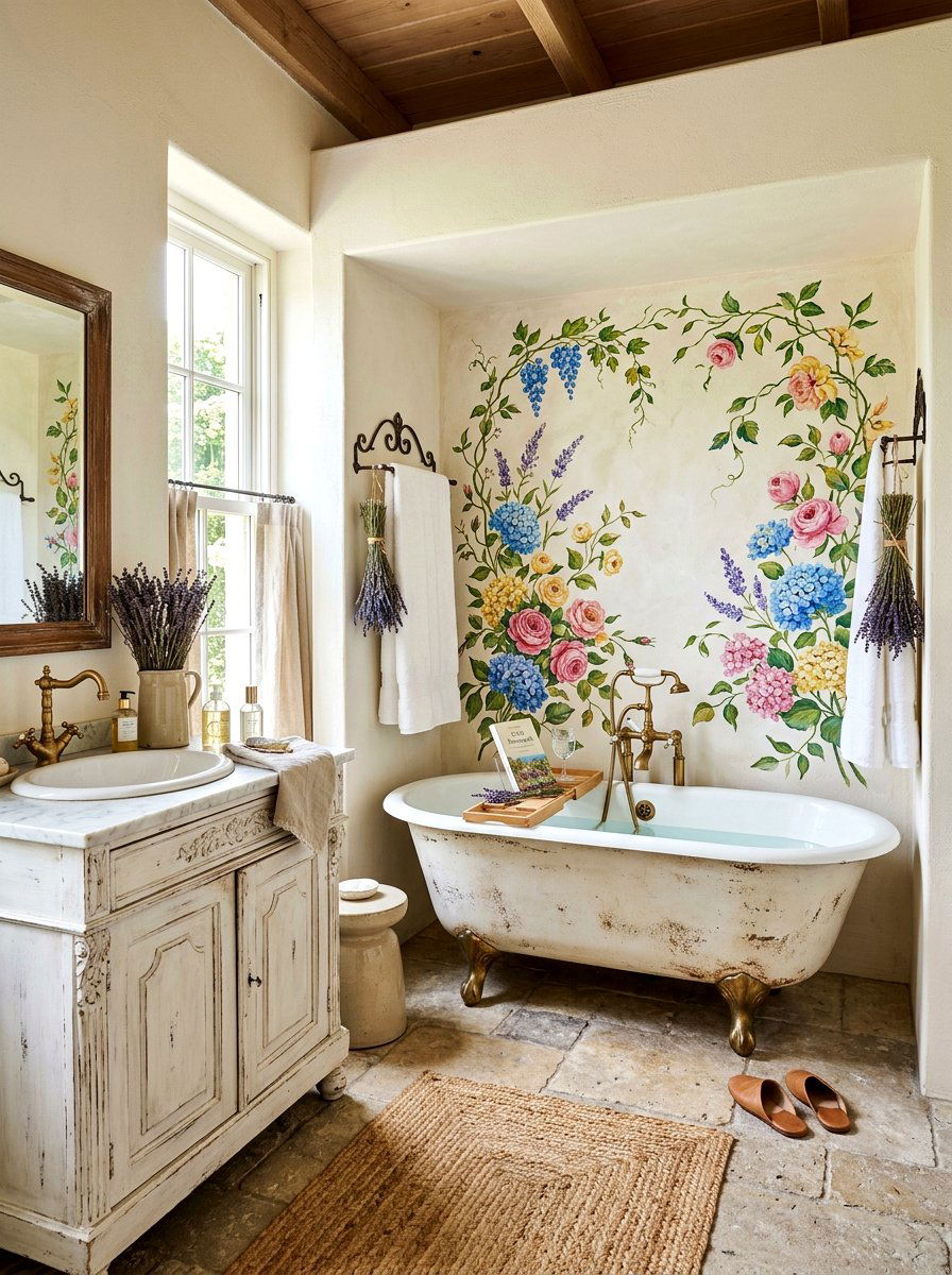 French Provincial Floral Bath - 30 bloomcore bathroom ideas