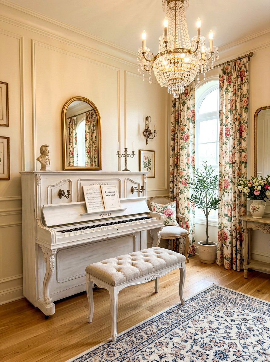 French Provincial Piano - 30 piano room ideas