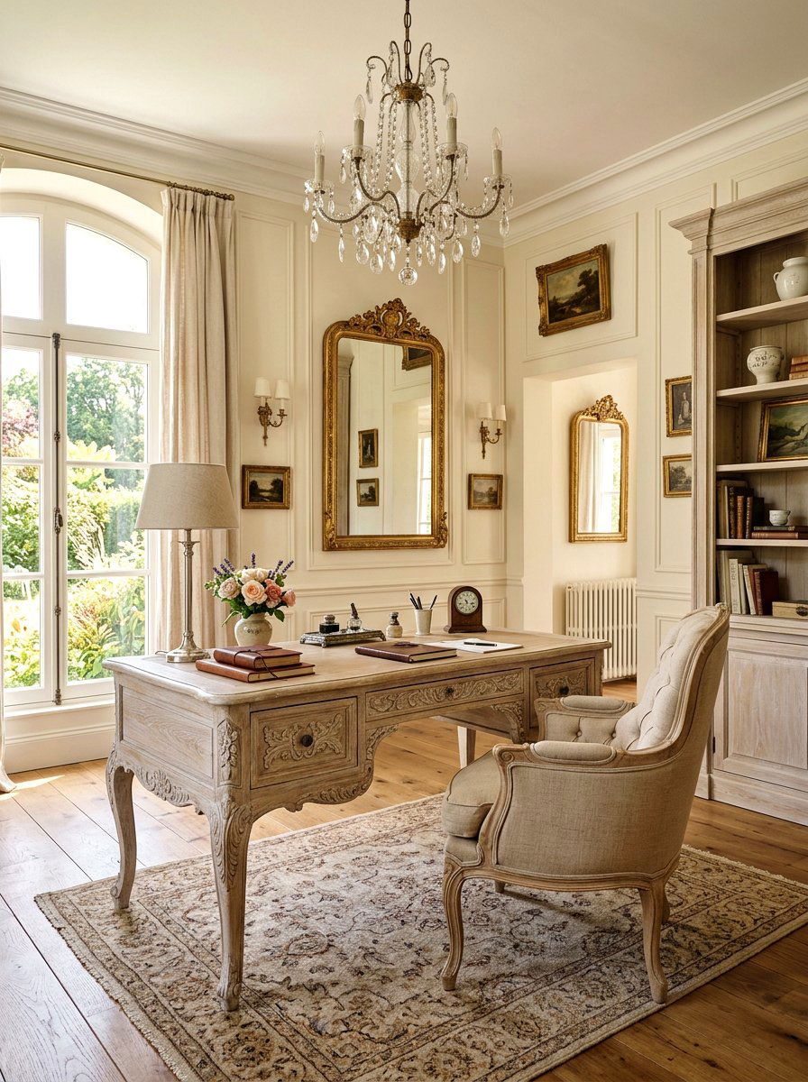 French Provincial Style Office - 30 boutique studio office ideas