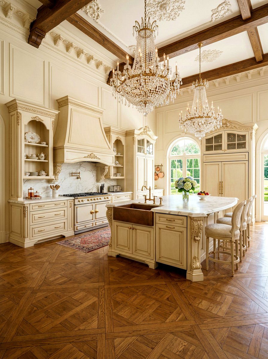 French Versailles Floor Panel - 30 parquet kitchen floor ideas