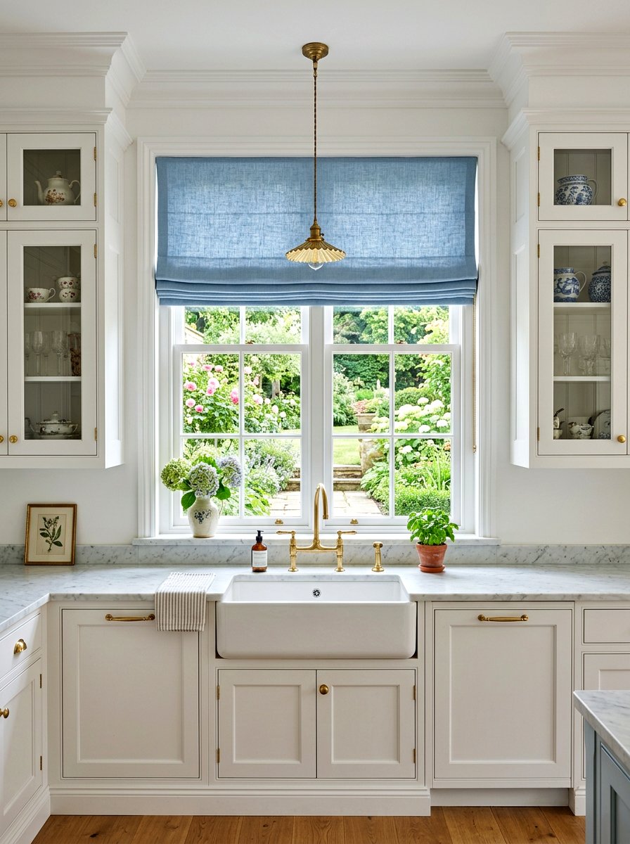 French blue kitchen window treatments - 30 blue kitchen ideas