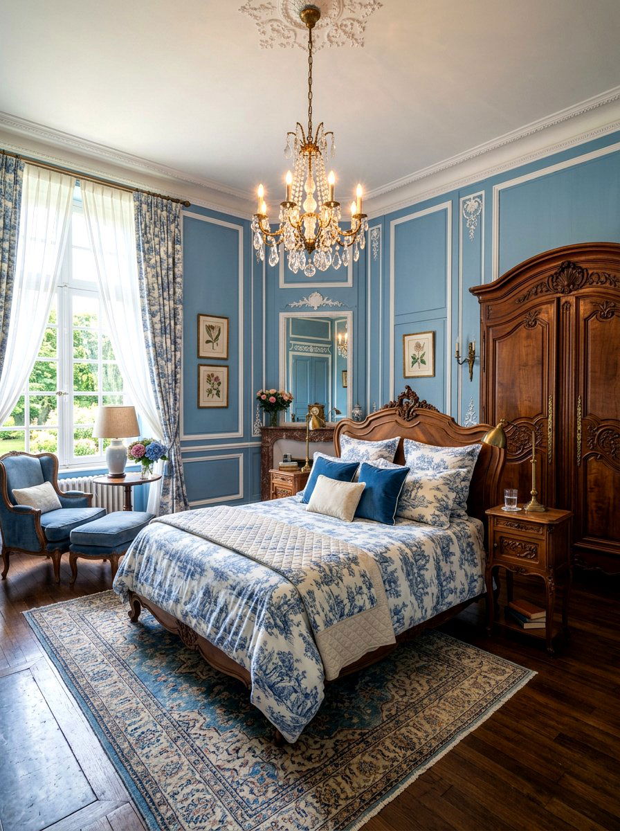 French blue vintage bedroom - 30 cool blue bedroom ideas