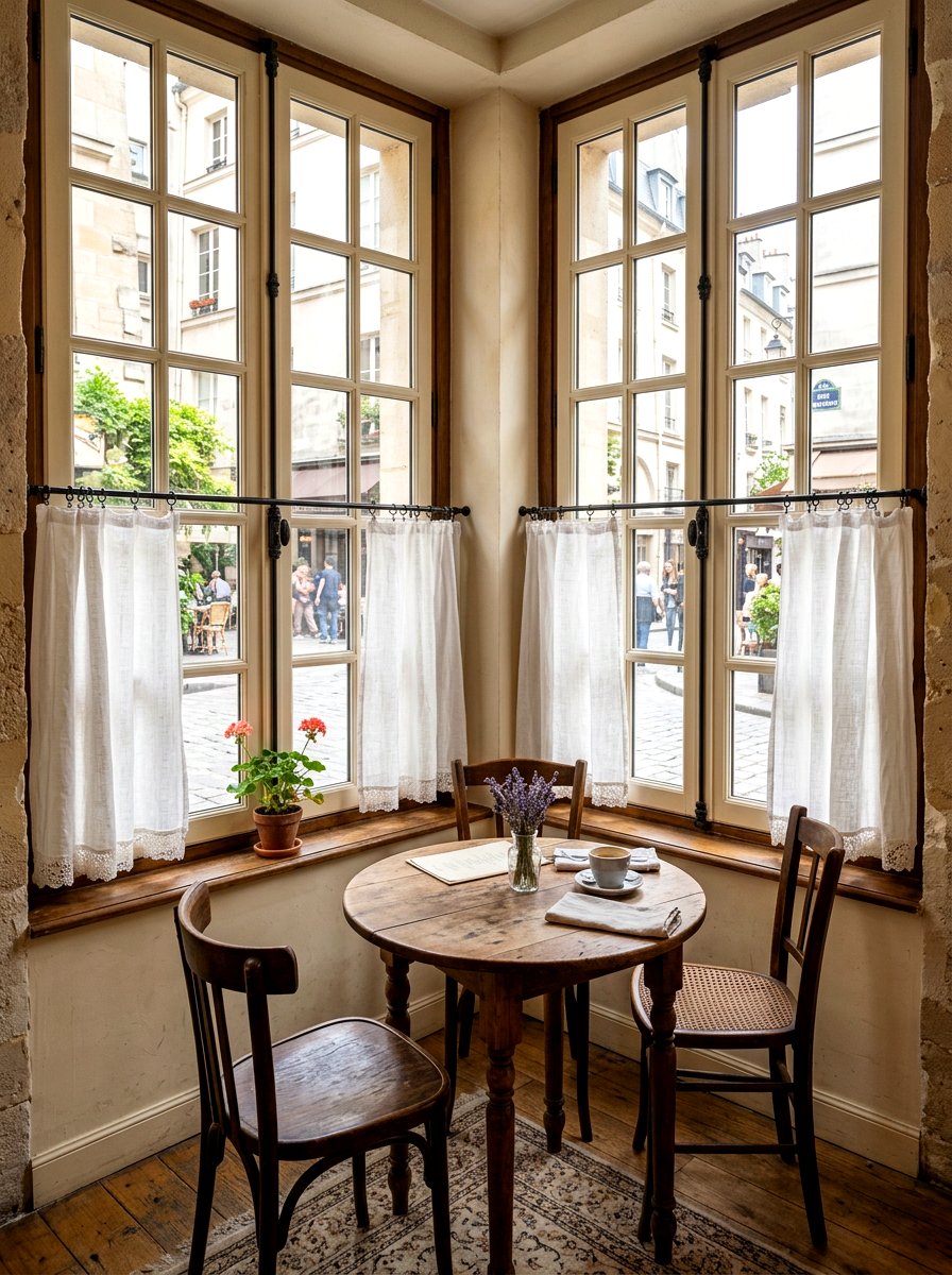 French cafe curtains - 30 Paris cafe dining room ideas