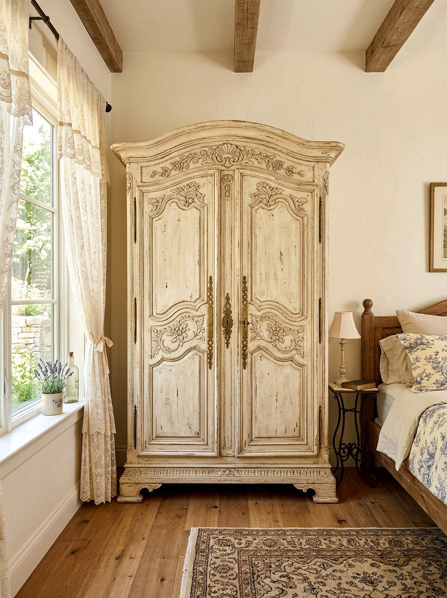 French country armoire - 30 shabby chic decor ideas