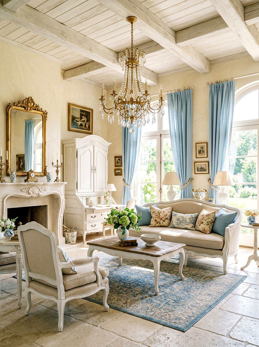 French country bright living room - 30 sun washed living room ideas