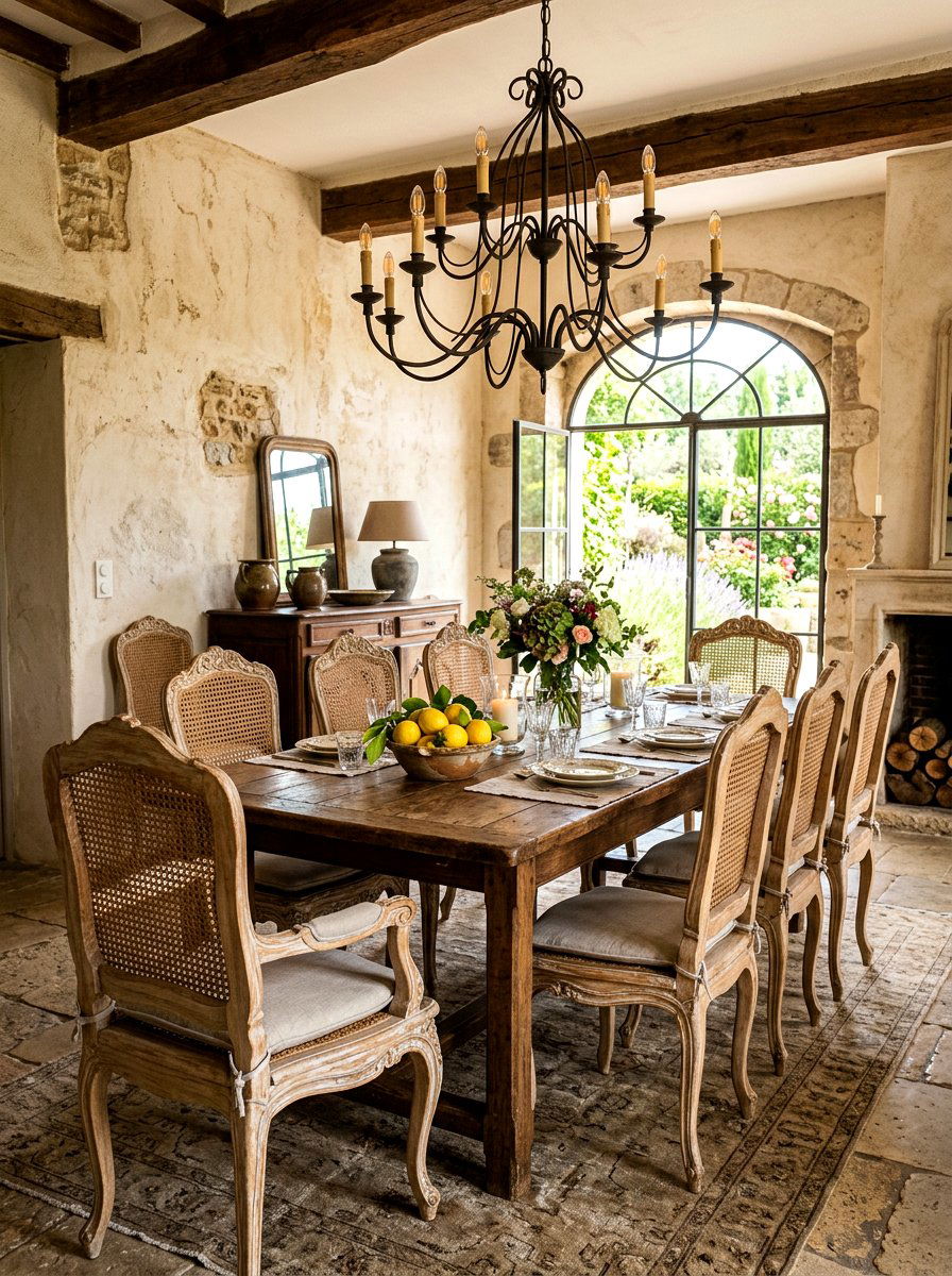 French country cane chairs - 30 cane dining chair ideas