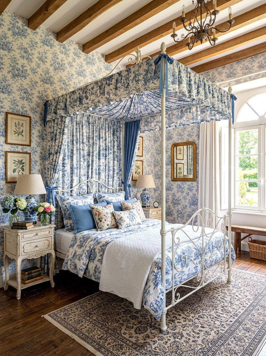 French country canopy bed - 30 draped canopy bed ideas
