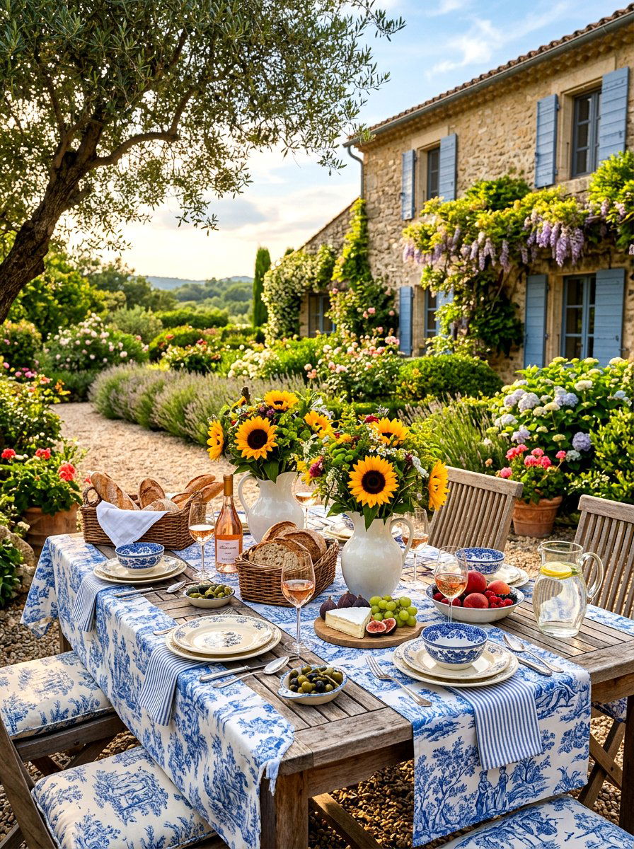 French country garden lunch - 30 summer patio tablescape ideas