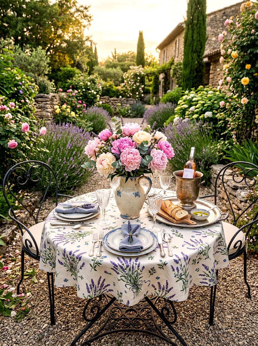 French country garden table - 30 sunset dinner table ideas