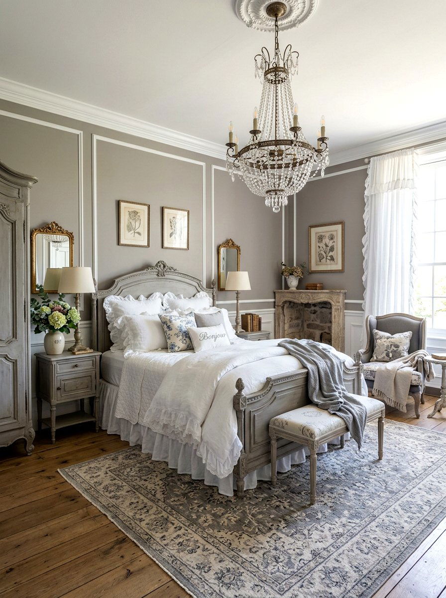 French country gray bedroom - 30 gray bedroom ideas