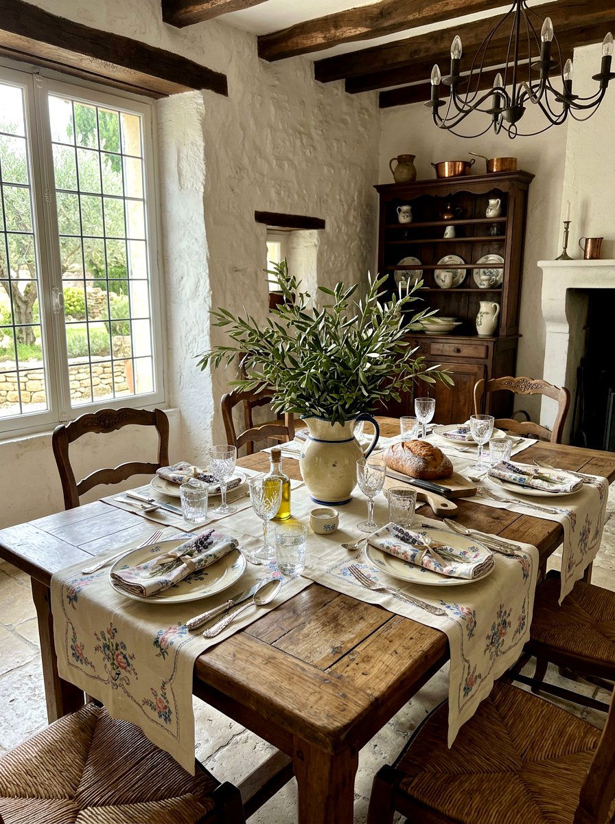 French country olive dining table - 30 olive tablescape ideas