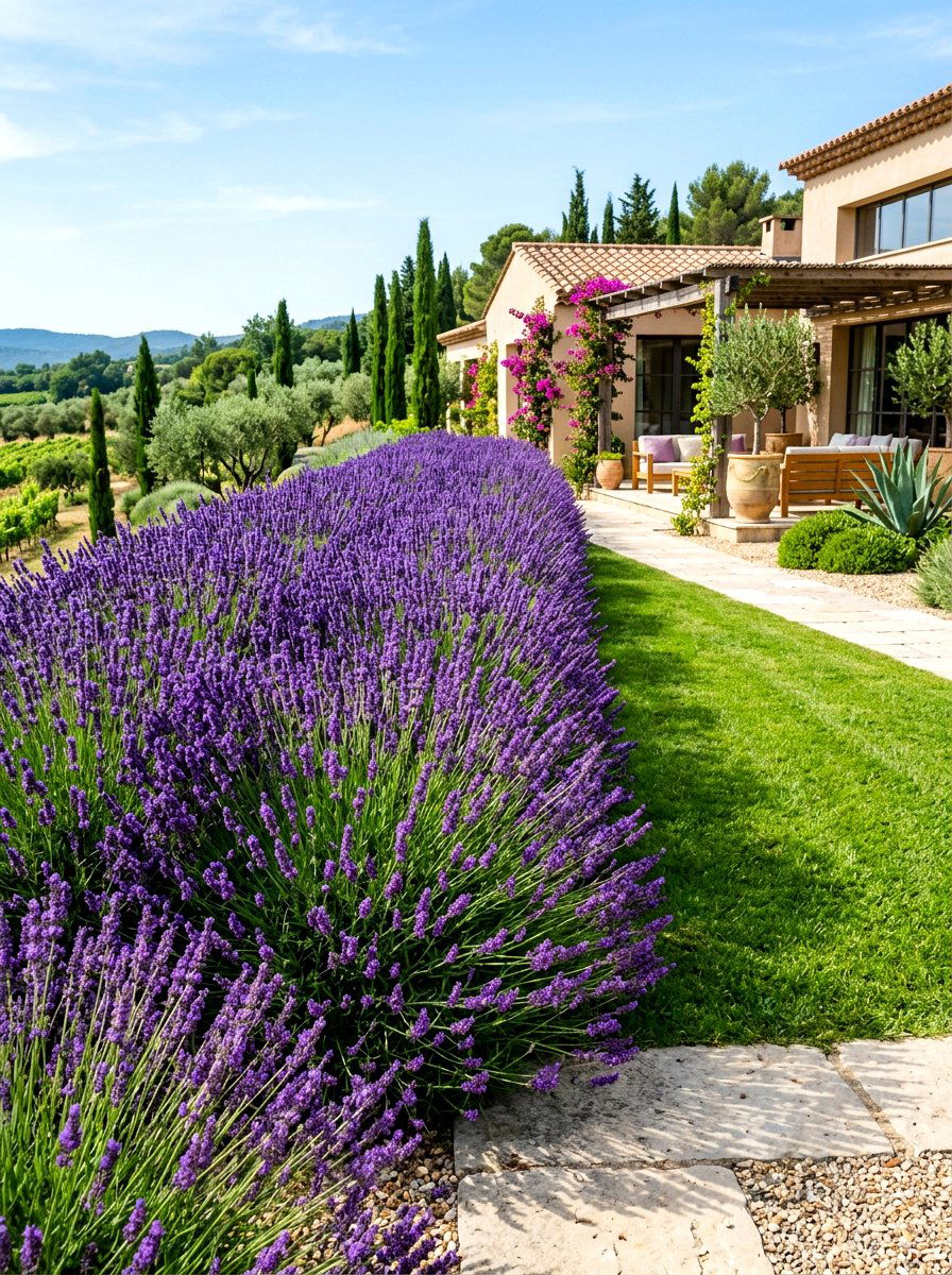 French lavender hedge for privacy - 30 lavender garden ideas
