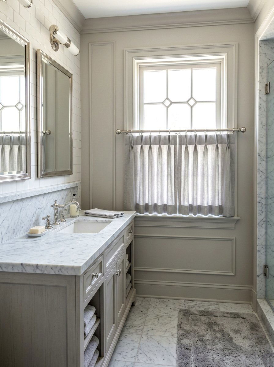 French pleat cafe curtain bathroom - 30 cafe curtain bathroom ideas