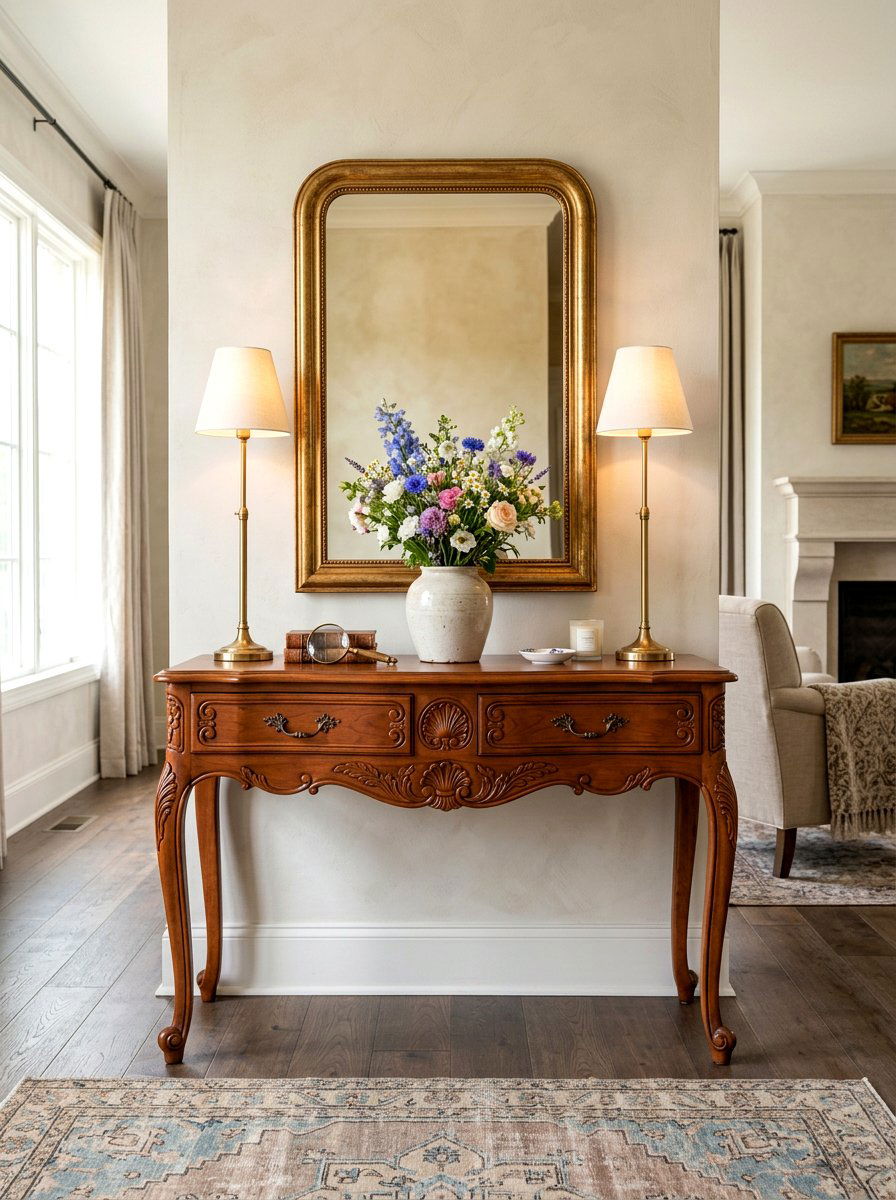 French provincial carved wood console - 30 antique sideboard ideas