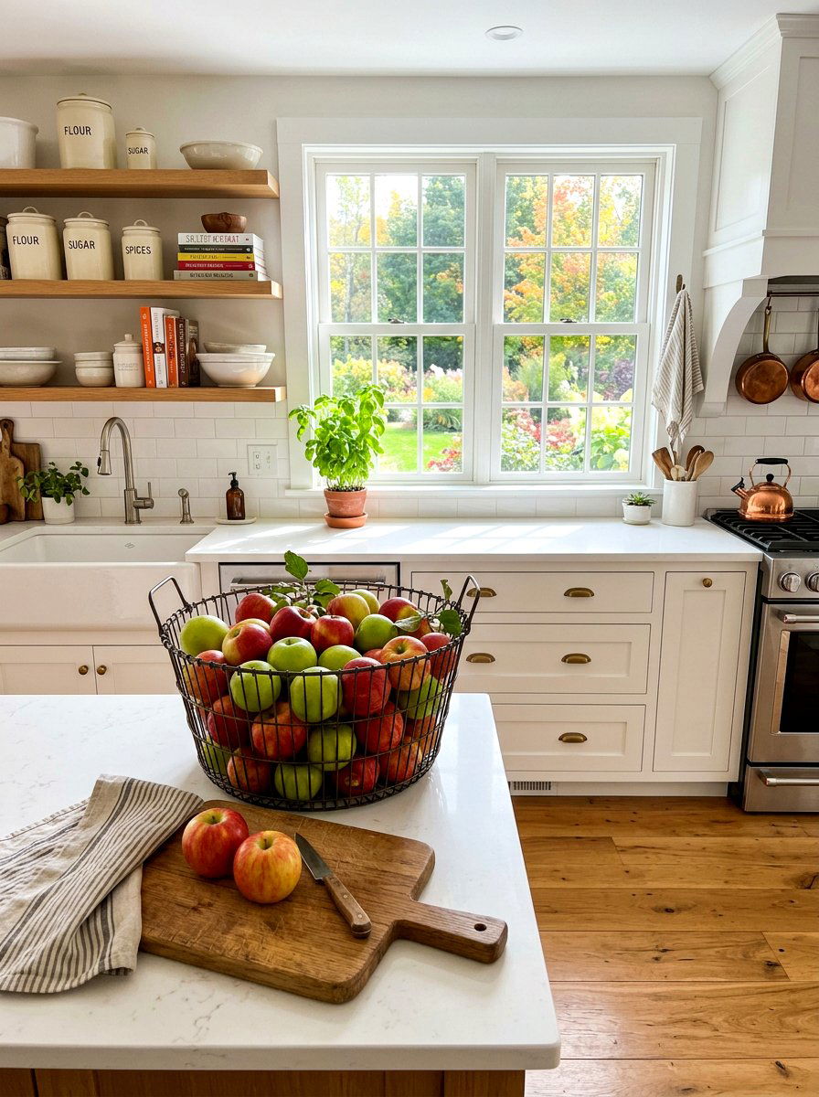 Fresh Apple Kitchen Basket - 30 natural harvest decor ideas