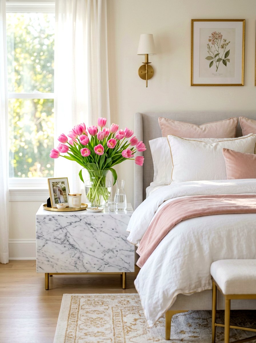 Fresh Flower Arrangement - 30 spring bedroom glow up ideas
