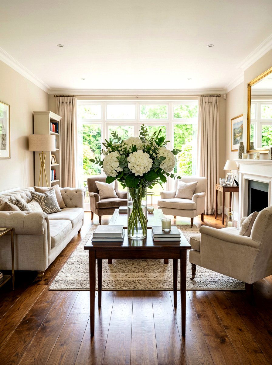 Fresh Flower Arrangement - 30 old money living room ideas
