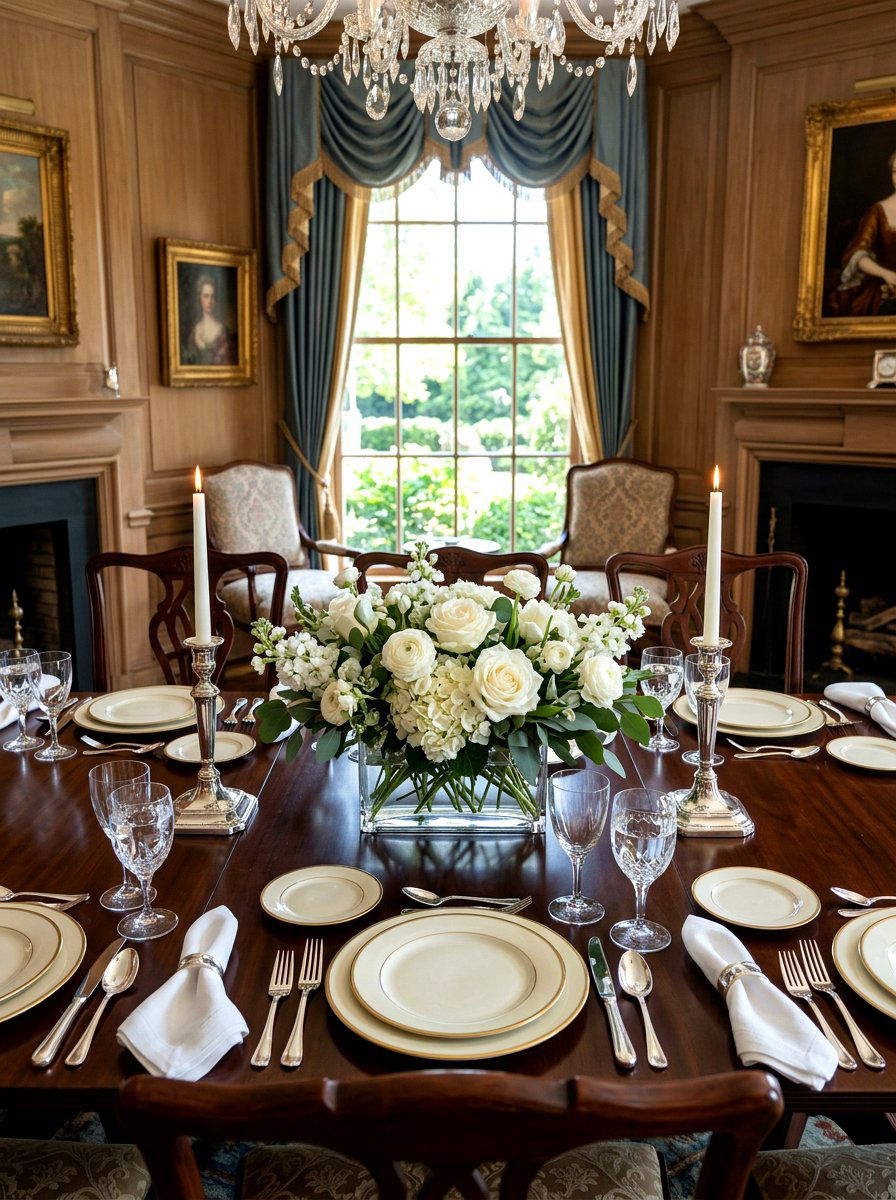 Fresh Flower Centerpiece - 30 warm traditional dining room ideas