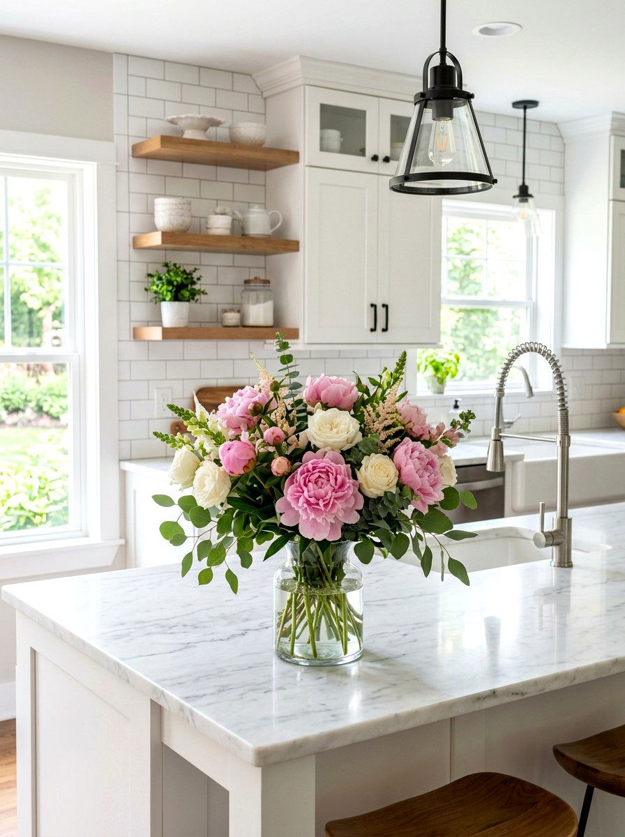 Fresh Flower Countertop - 30 spring kitchen decor ideas