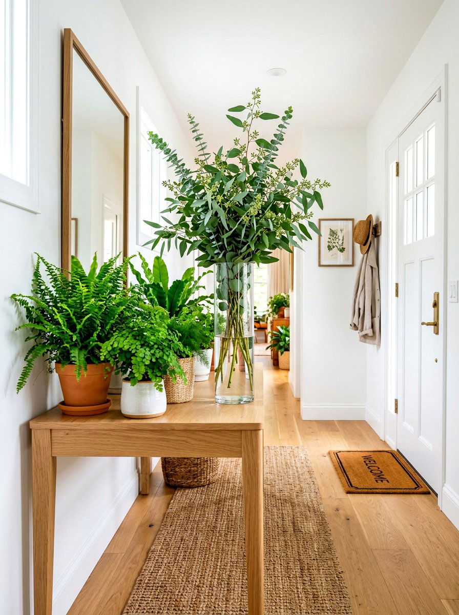 Fresh Greenery Entryway - 30 entry console styling ideas