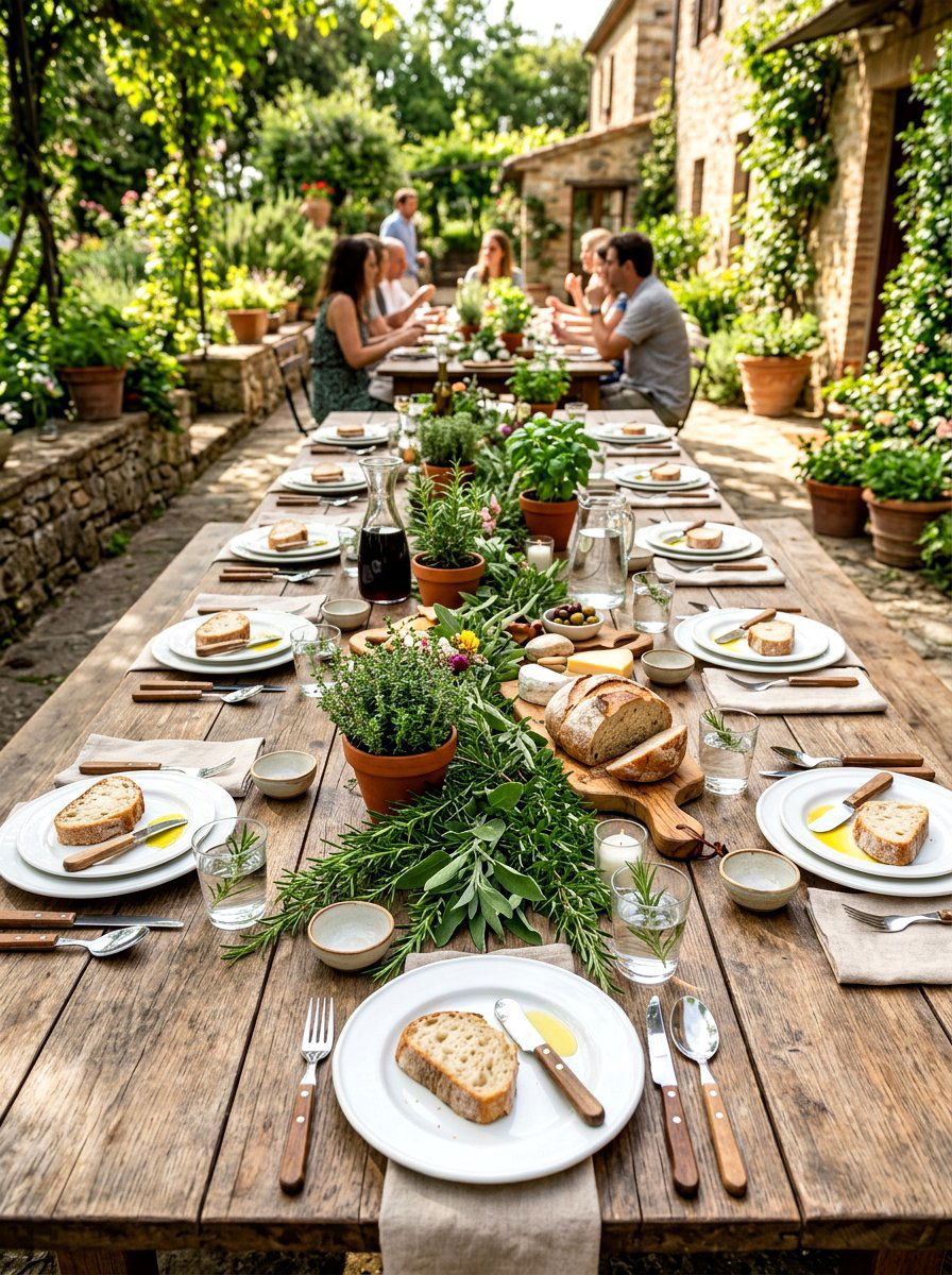 Fresh Herb Table Runner - 30 holiday dining table ideas