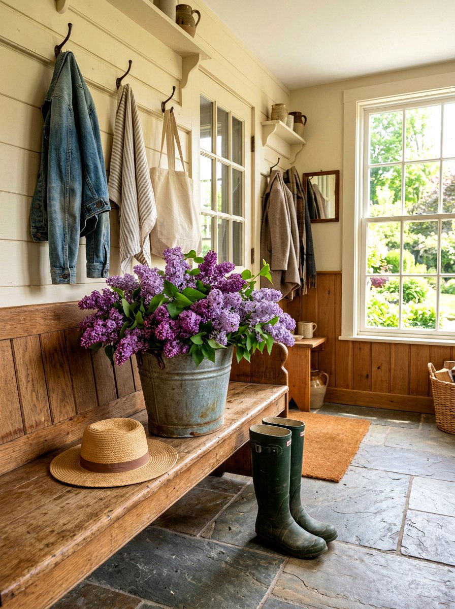 Fresh Lilacs In Galvanized Bucket - 30 spring flower arrangement ideas