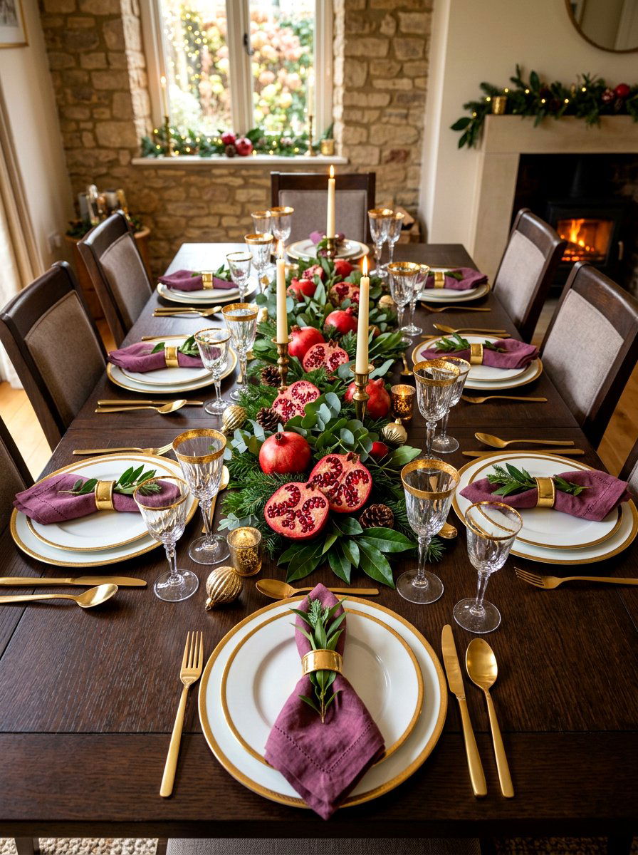 Fresh Pomegranate Table Decor - 30 moody berry tablescape ideas