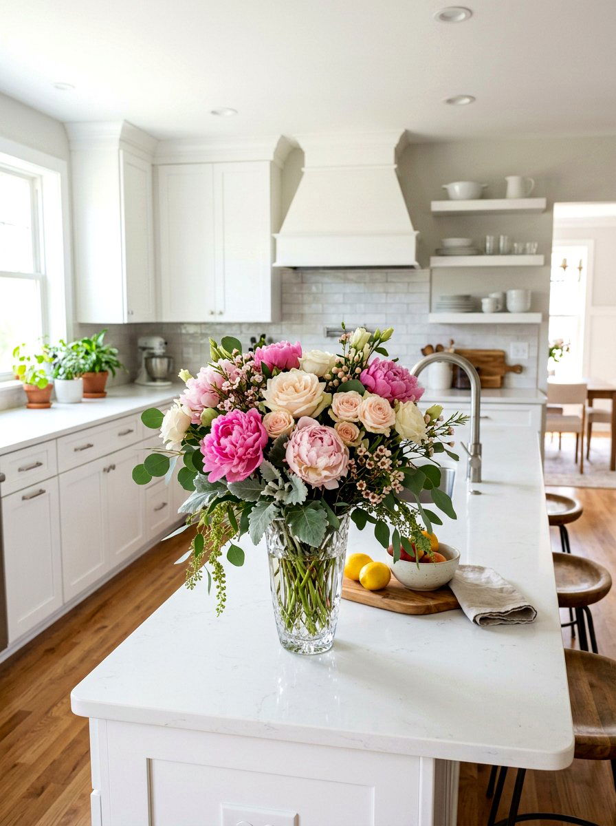 Fresh floral centerpieces - 30 coquette kitchen ideas