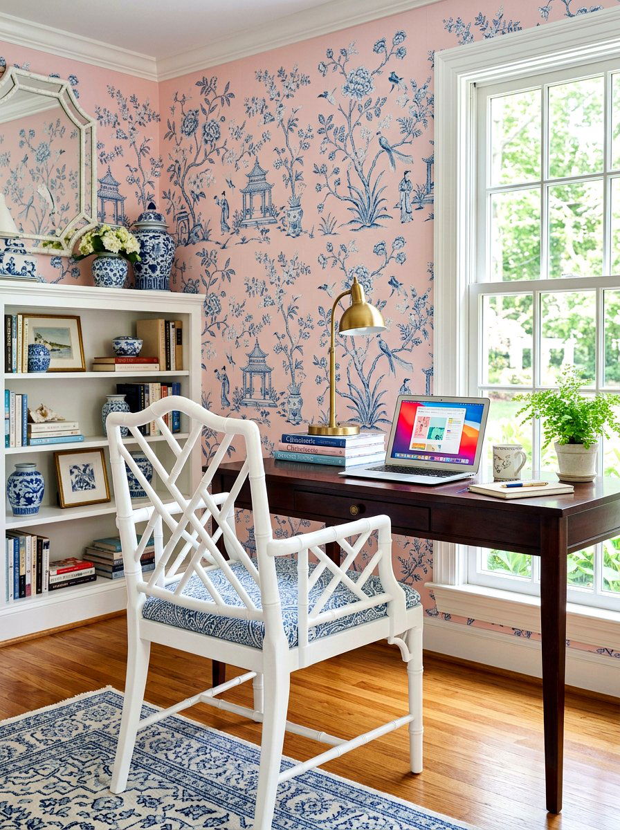 Fretwork chair home office - 30 chinoiserie office ideas