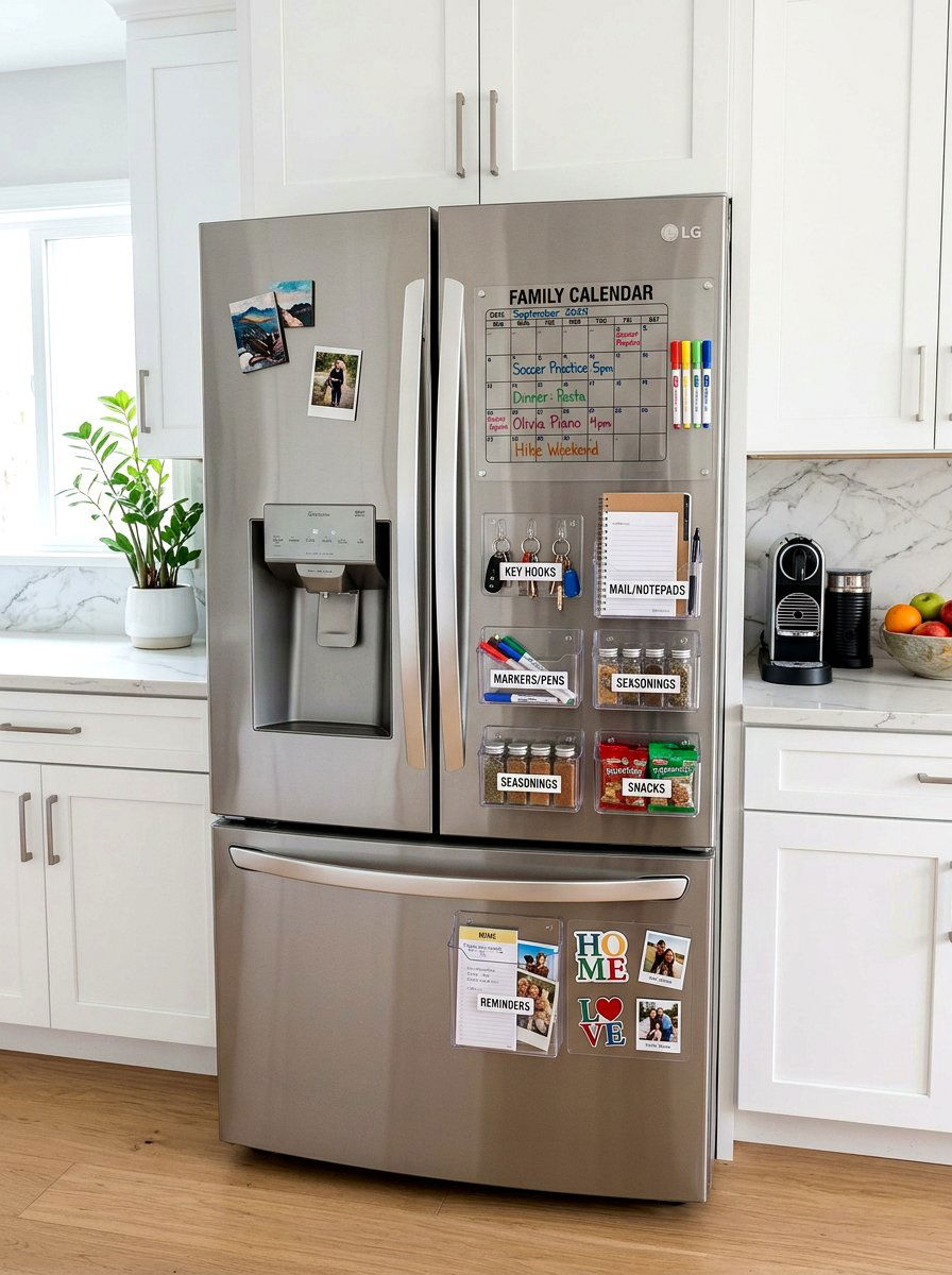 Fridge door organization - 30 rental kitchen ideas