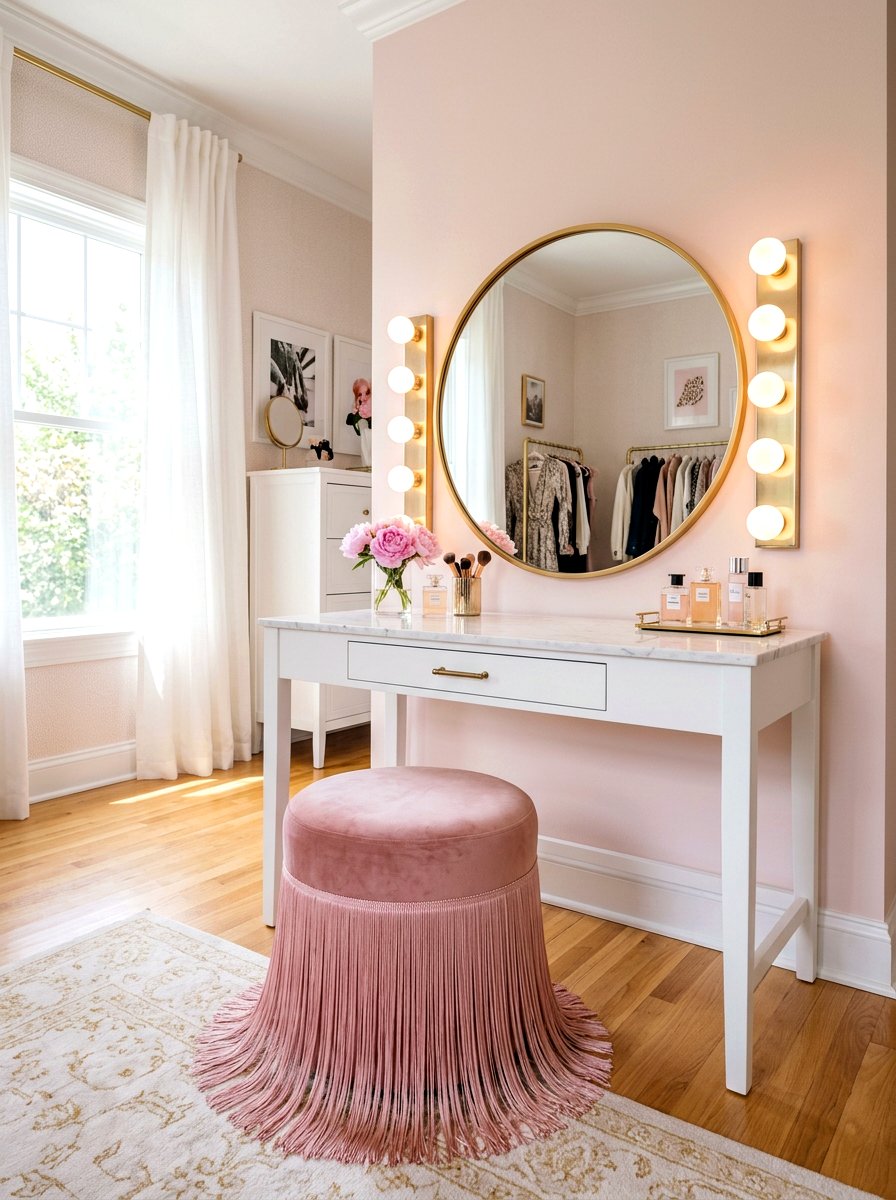 Fringe ottoman vanity area - 30 circuscore home decor ideas
