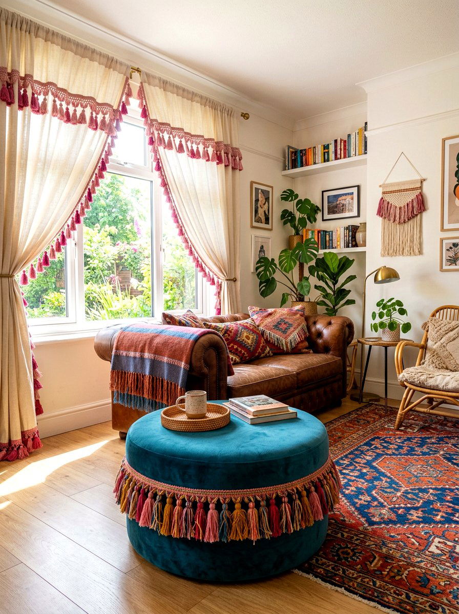 Fringed And Tasseled Textiles - 30 playful maximalist living room ideas