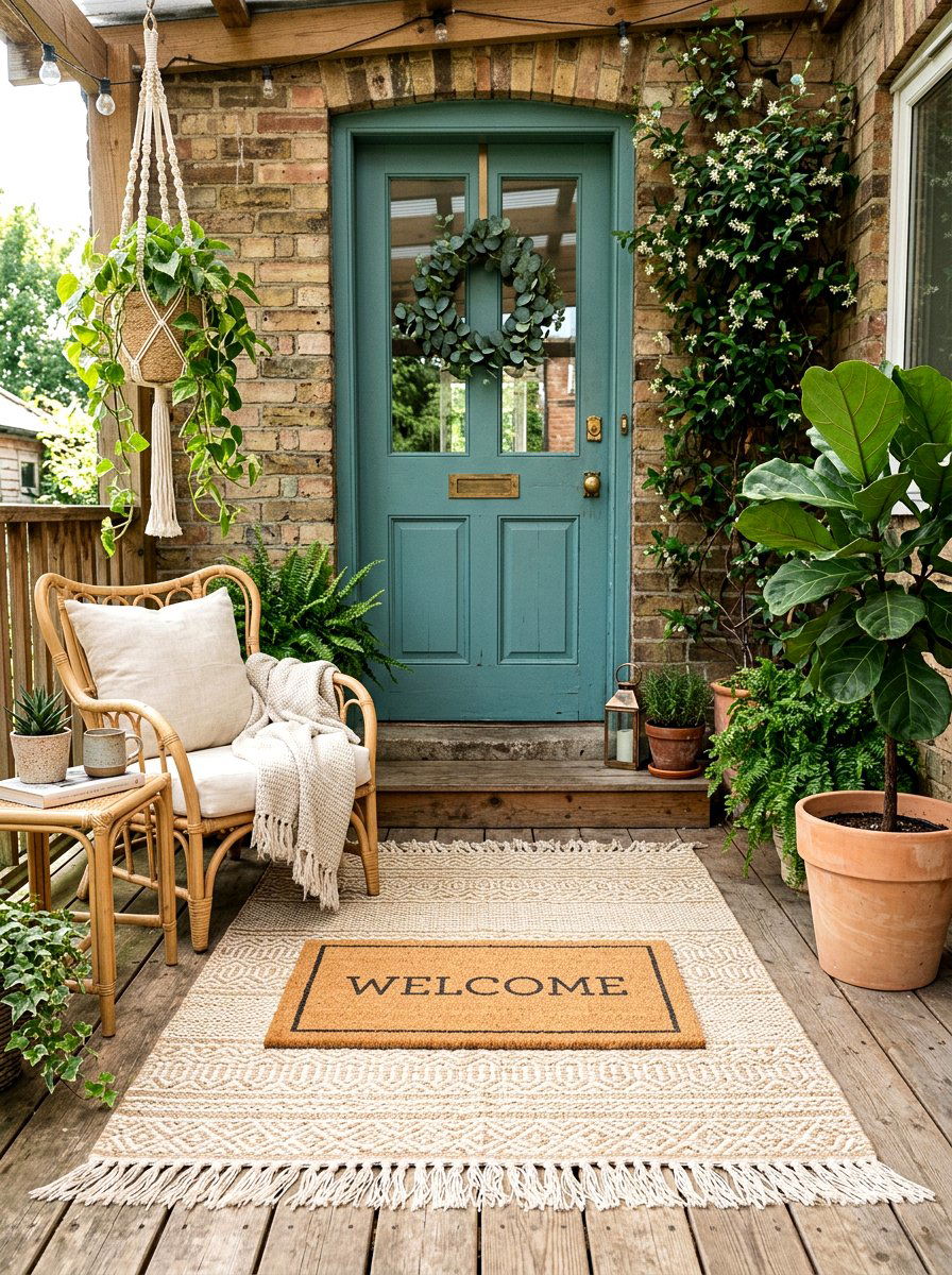 Fringed Edge Layered Door Mat - 30 layered doormat porch ideas