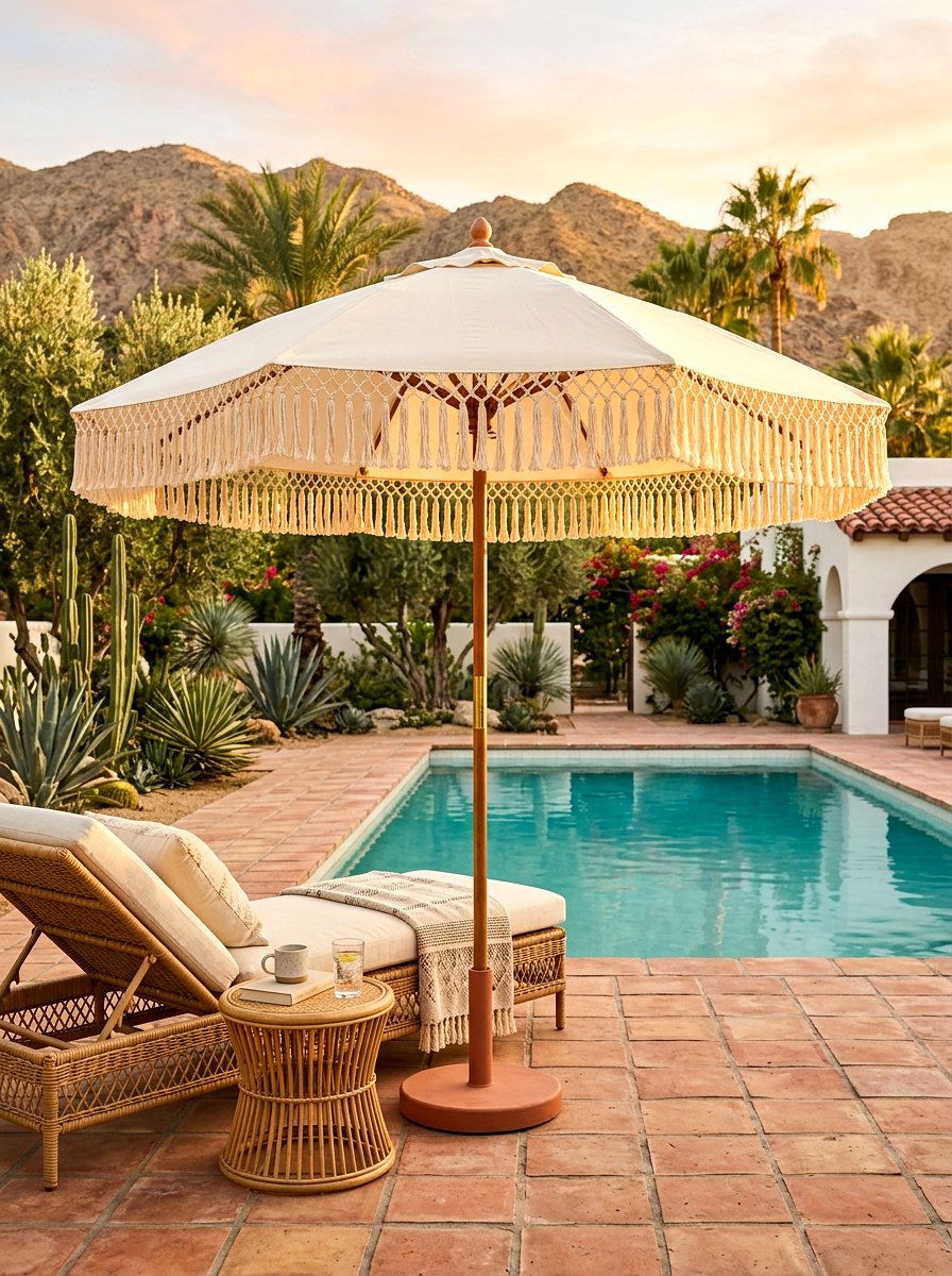 Fringed Pool Umbrella - 30 pool umbrella ideas