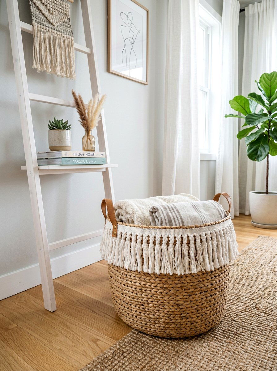 Fringed basket - 30 fringed decor ideas