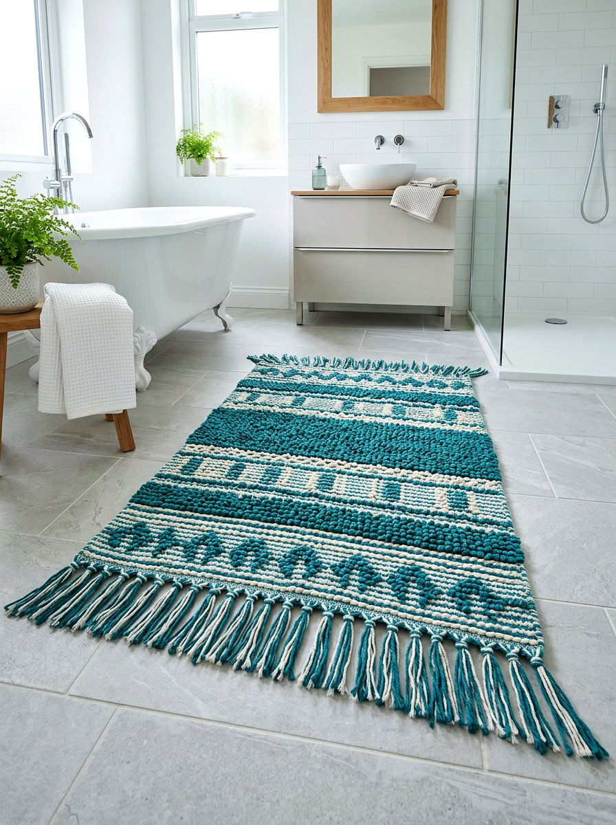 Fringed bath mat - 30 fringed decor ideas